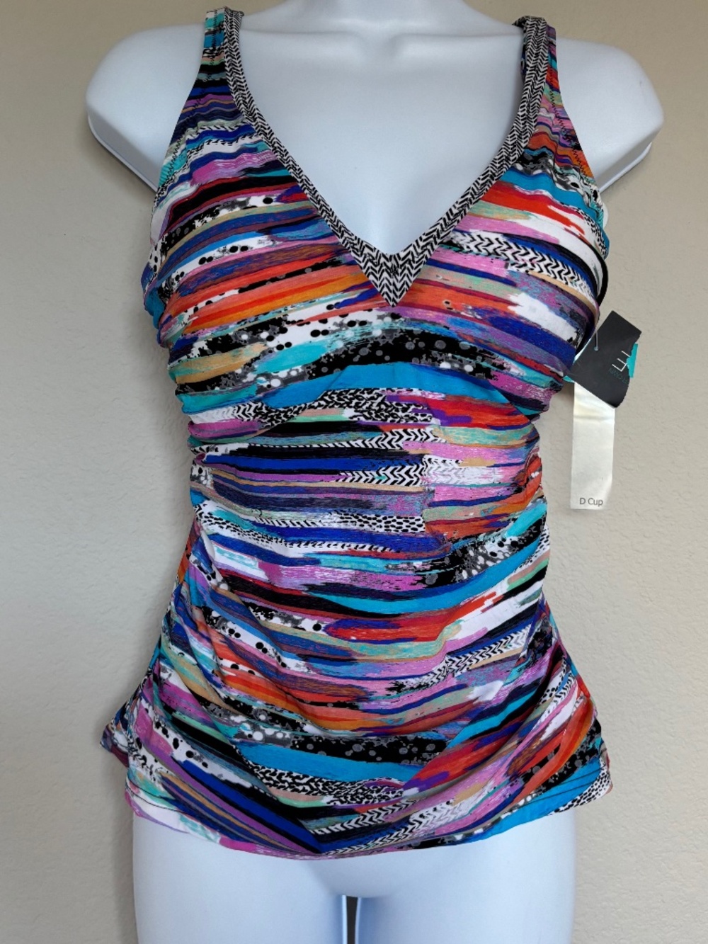 Profile by Gottex Tankini Top Built-in Underwire Ruched Women's Bra Size 36D NWT